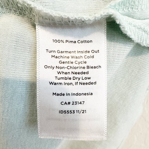 Talbots Split Neck Short Sleeve Basic Tee in Green Blue Casual Boho Size Medium - Picture 6 of 7